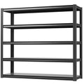 5-tier steel shelving unit with dark gray frame and open rectangular shelves