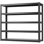 5-tier steel shelving unit with dark gray frame and open rectangular shelves