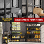 Wire mesh shelving unit with adjustable-height dark gray frame and open wire shelves