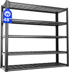 5-tier black wire mesh storage shelving rack with metal frame and open tiers